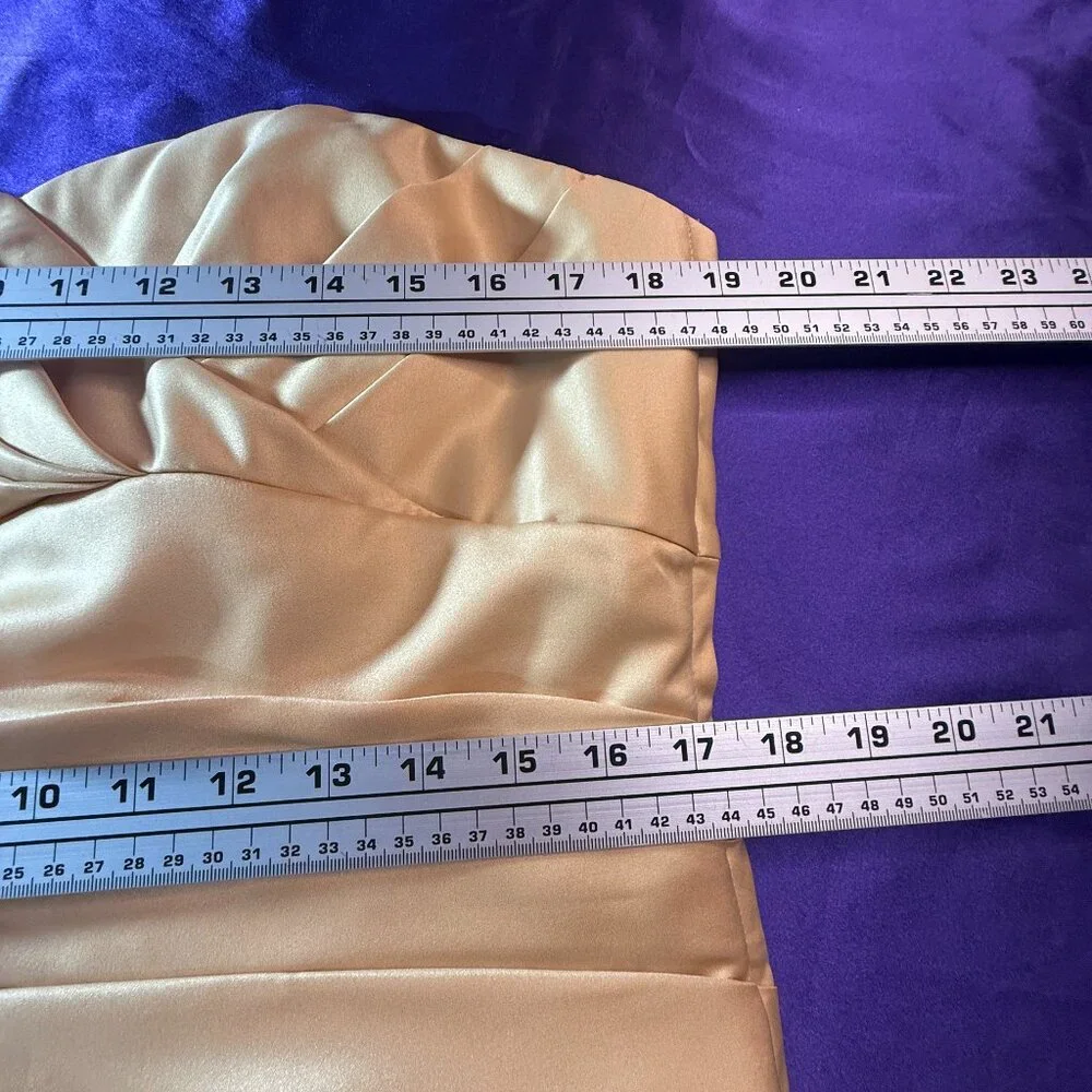 📌Forever Yours Gold Strapless Plated Bridesmaid - Prom - Formal Dress - Picture 12 of 16